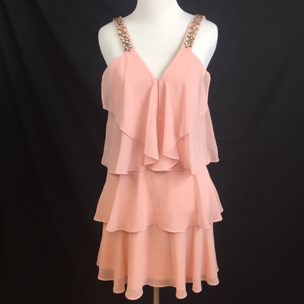 BCBGMAXAZRIA light pink ruffled dress size 2